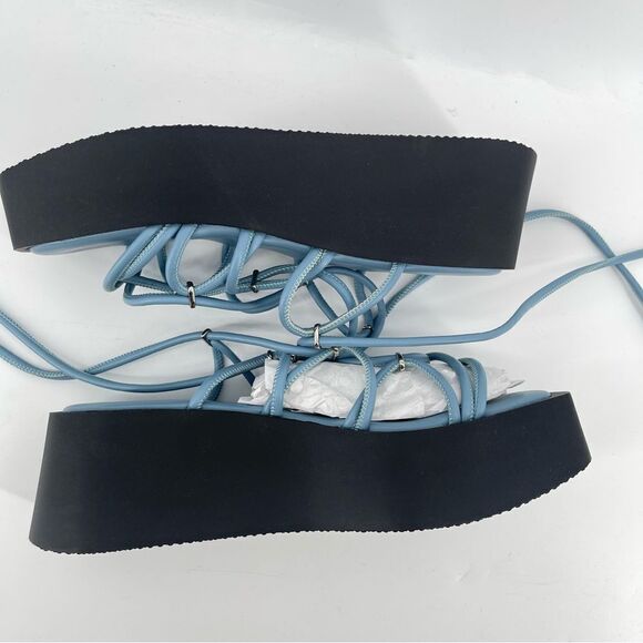 Free People Georgie Blue Wrap Gladiator Platform Open Toe Wedge Sandals Size 9 - Picture 14 of 16